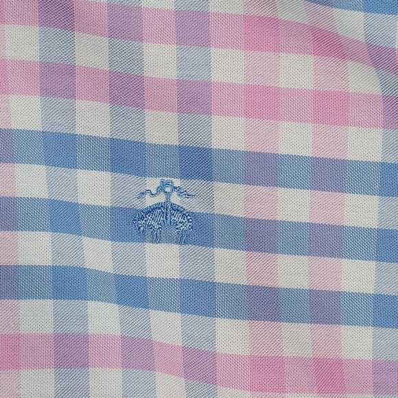 Brooks Brothers Regent Fit Non‑Iron Stretch Shirt XL — Blue & Pink Plaid - Picture 2 of 9